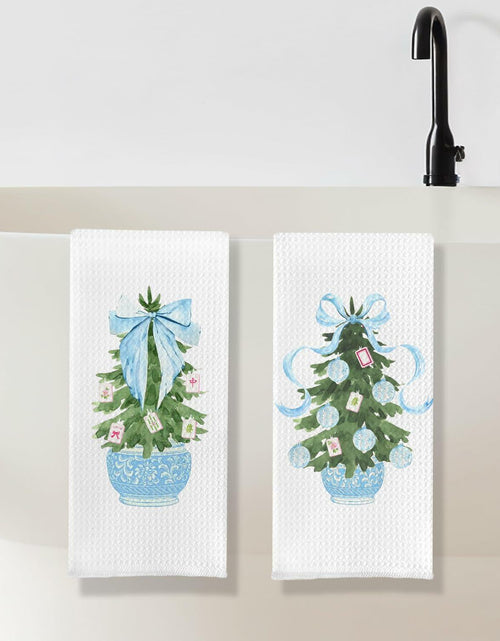 Load image into Gallery viewer, SereneHanctuary Chinoiserie Pink Bow Martini Kitchen Towels 16x24 Set of 4
