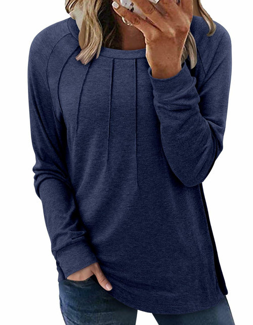 Load image into Gallery viewer, onlypuff Womens Plus Size 3X Navy Long Sleeve Tunic Top 3X
