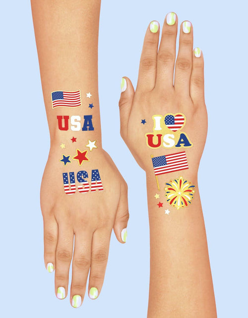 Load image into Gallery viewer, xo, Fetti Fourth of July Tattoos 70 Styles Red White Blue Gold Patriotic
