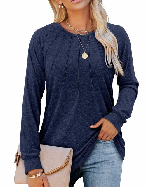 Load image into Gallery viewer, onlypuff Womens Plus Size 3X Navy Long Sleeve Tunic Top 3X

