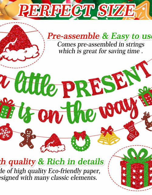 Load image into Gallery viewer, Ruicenbabiii Red A Little Present Is on the Way Baby Shower Banner Christmas
