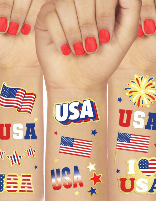 Load image into Gallery viewer, xo, Fetti Fourth of July Tattoos 70 Styles Red White Blue Gold Patriotic
