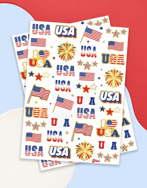Load image into Gallery viewer, xo, Fetti Fourth of July Tattoos 70 Styles Red White Blue Gold Patriotic
