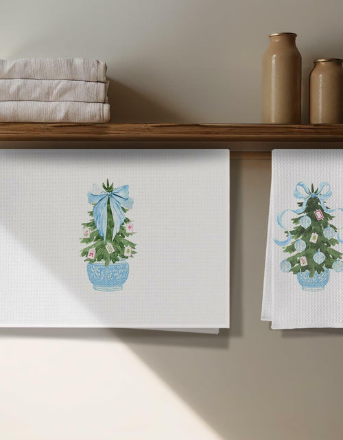 Load image into Gallery viewer, SereneHanctuary Chinoiserie Pink Bow Martini Kitchen Towels 16x24 Set of 4
