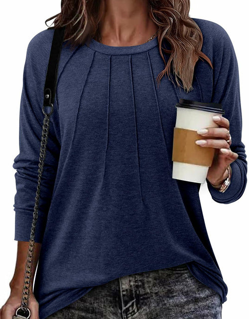 Load image into Gallery viewer, onlypuff Womens Plus Size 3X Navy Long Sleeve Tunic Top 3X
