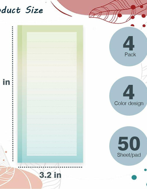 Load image into Gallery viewer, Henzavk 4 Pack Magnetic Notepads Refrigerator Full Magnet Back 50 Sheets
