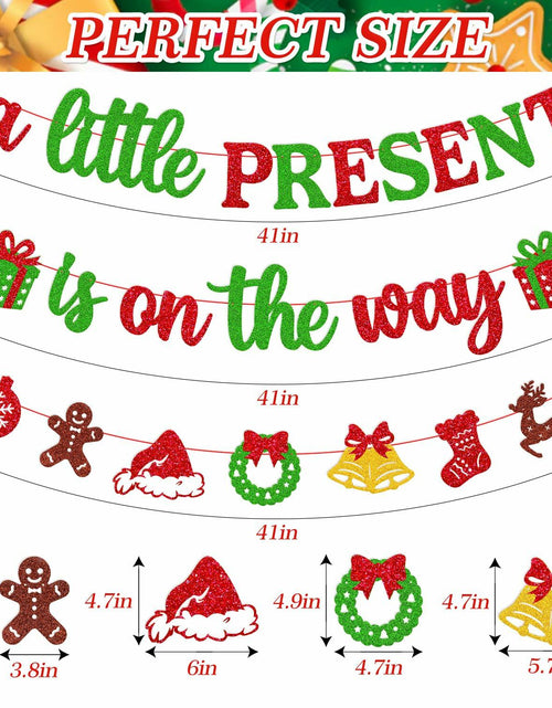 Load image into Gallery viewer, Ruicenbabiii Red A Little Present Is on the Way Baby Shower Banner Christmas
