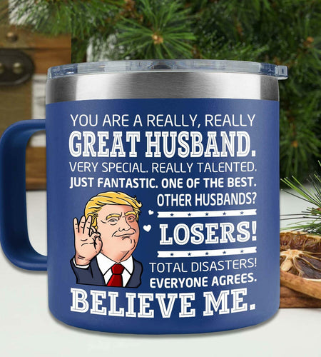 BECHUSKY Christmas Mug for Husband - Stainless Steel 14oz Best Hubby Ever