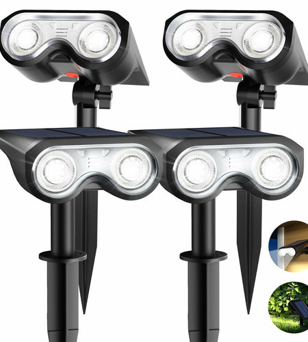 HMDecor Solar Spot Lights Outdoor IP67 Waterproof 4 Pack Cold White 6500K