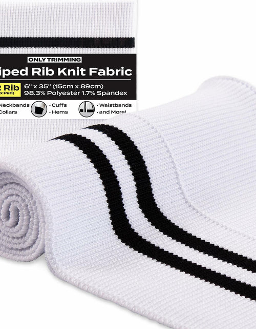 Load image into Gallery viewer, ONLY 2x2 Striped Rib Knit Fabric White 6x35 Inches Polyester Spandex
