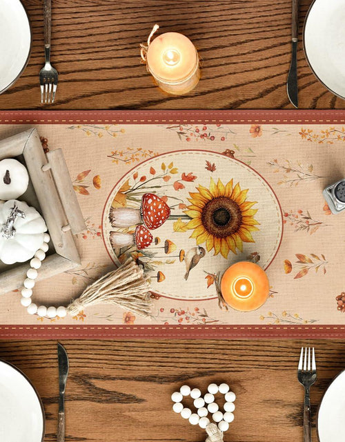 Load image into Gallery viewer, Artoid Mode Pumpkin Bird Floral Table Runner Red 13x72 Inch Rustic Bohemian
