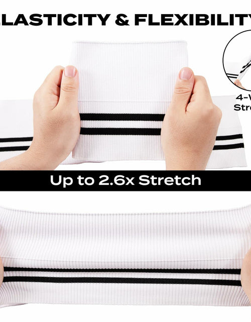 Load image into Gallery viewer, ONLY 2x2 Striped Rib Knit Fabric White 6x35 Inches Polyester Spandex
