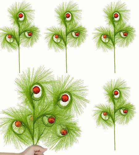 babyye 6 Pcs Christmas Tree Topper 17in Green Curly Plush Decorations