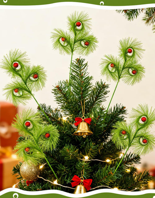 Load image into Gallery viewer, babyye 6 Pcs Christmas Tree Topper 17in Green Curly Plush Decorations

