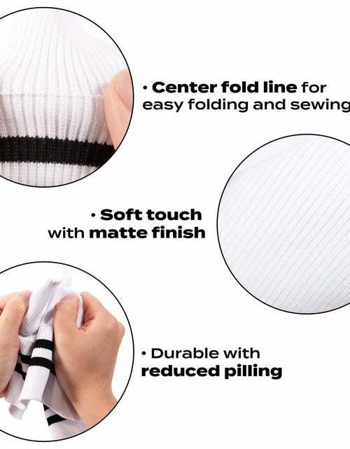 Load image into Gallery viewer, ONLY 2x2 Striped Rib Knit Fabric White 6x35 Inches Polyester Spandex
