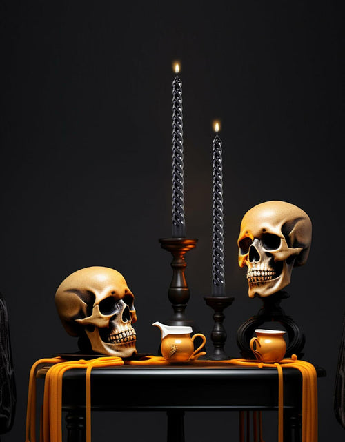 Load image into Gallery viewer, Color Poem Ornament 10in Black Dripless Halloween Taper Candles Set of 4
