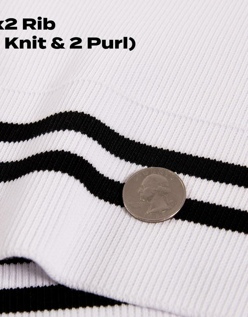 Load image into Gallery viewer, ONLY 2x2 Striped Rib Knit Fabric White 6x35 Inches Polyester Spandex
