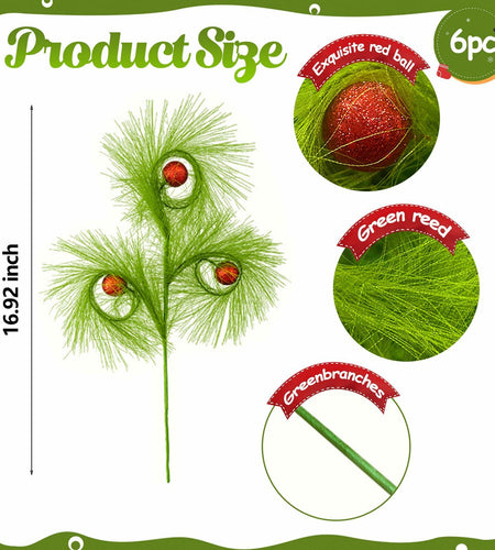 babyye 6 Pcs Christmas Tree Topper 17in Green Curly Plush Decorations