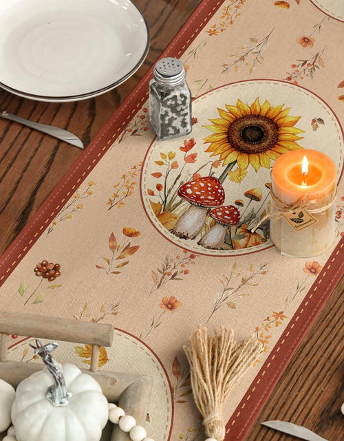 Load image into Gallery viewer, Artoid Mode Pumpkin Bird Floral Table Runner Red 13x72 Inch Rustic Bohemian
