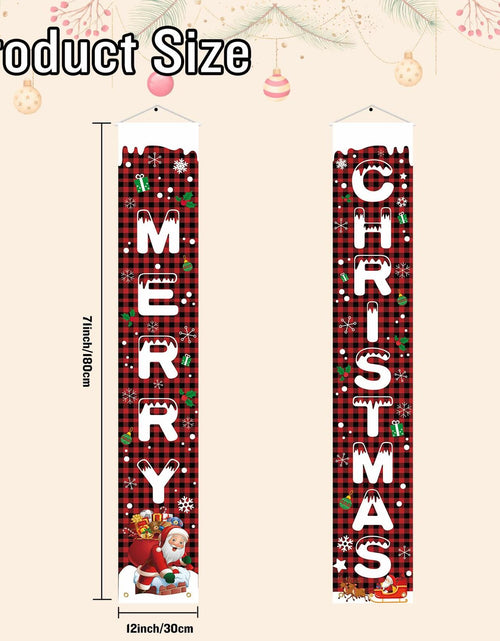 Load image into Gallery viewer, Libemskix Merry Christmas Door Banner 71x12in Red Black Buffalo Plaid 2pcs
