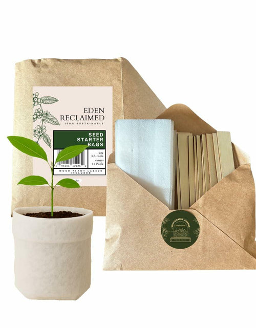 Load image into Gallery viewer, Eden Reclaimed 15-Pack Biodegradable 3.5" Plant Grow Bags with Labels
