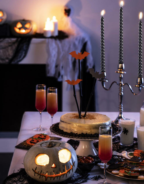 Load image into Gallery viewer, Color Poem Ornament 10in Black Dripless Halloween Taper Candles Set of 4

