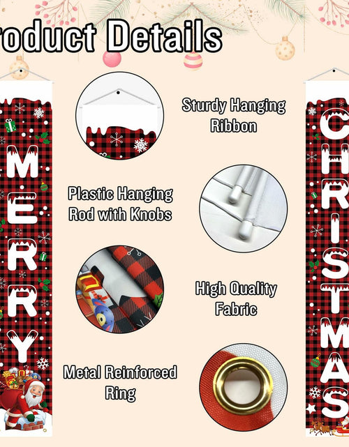 Load image into Gallery viewer, Libemskix Merry Christmas Door Banner 71x12in Red Black Buffalo Plaid 2pcs

