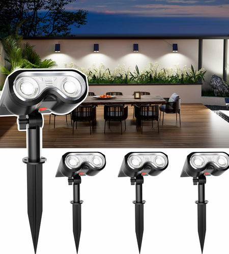 HMDecor Solar Spot Lights Outdoor IP67 Waterproof 4 Pack Cold White 6500K