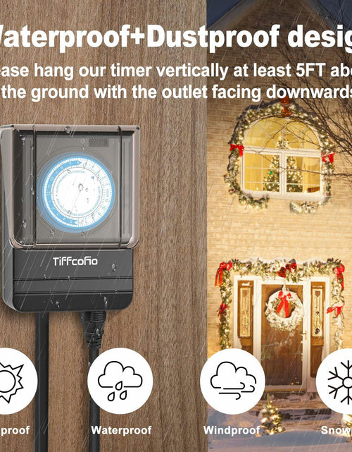 Load image into Gallery viewer, TiFFCOFiO Outdoor Waterproof Timer 24H Mechanical 2 Outlets 15A Heavy Duty
