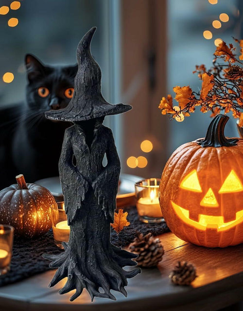 Load image into Gallery viewer, ZENNITHON Witch Statue Resin Black Halloween Collectible Spooky Display
