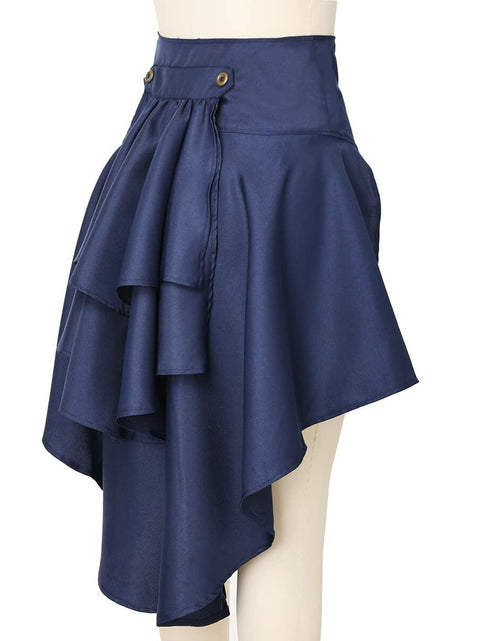 Load image into Gallery viewer, COSDREAMER Steampunk Ruffle Pirate Corset Skirt Belt Blue Size XL
