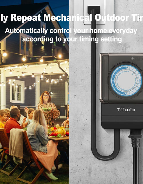 Load image into Gallery viewer, TiFFCOFiO Outdoor Waterproof Timer 24H Mechanical 2 Outlets 15A Heavy Duty
