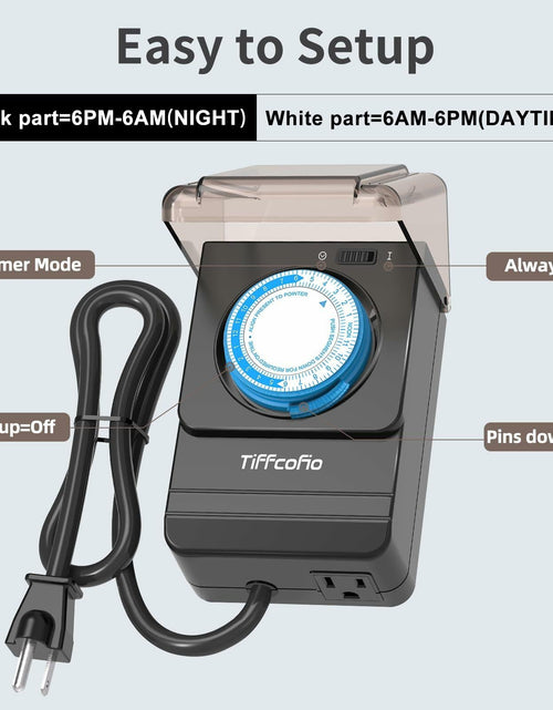 Load image into Gallery viewer, TiFFCOFiO Outdoor Waterproof Timer 24H Mechanical 2 Outlets 15A Heavy Duty
