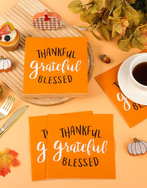 Load image into Gallery viewer, AllReal 100Pcs Thanksgiving Fall Pumpkin Orange Paper Napkins Disposable
