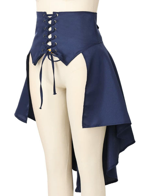 Load image into Gallery viewer, COSDREAMER Steampunk Ruffle Pirate Corset Skirt Belt Blue Size XL
