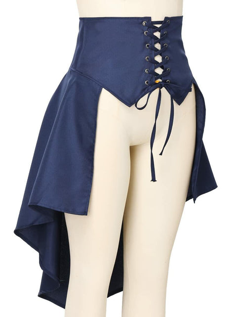 Load image into Gallery viewer, COSDREAMER Steampunk Ruffle Pirate Corset Skirt Belt Blue Size XL
