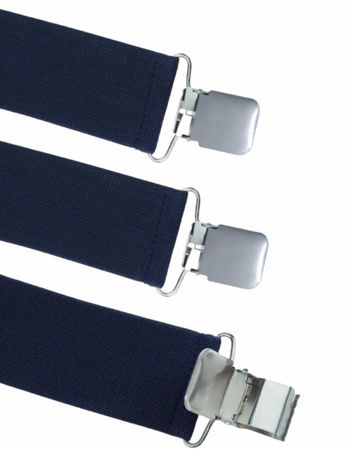 Load image into Gallery viewer, ELEFEA Men's Heavy Duty Suspenders 2" Wide X-Shape Adjustable Navy Blue Size L
