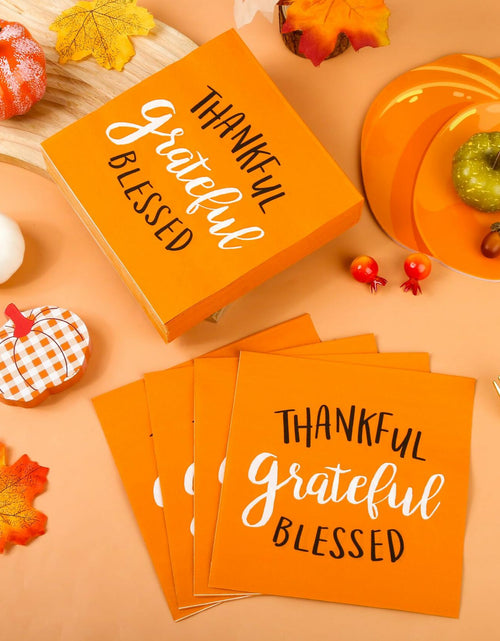 Load image into Gallery viewer, AllReal 100Pcs Thanksgiving Fall Pumpkin Orange Paper Napkins Disposable

