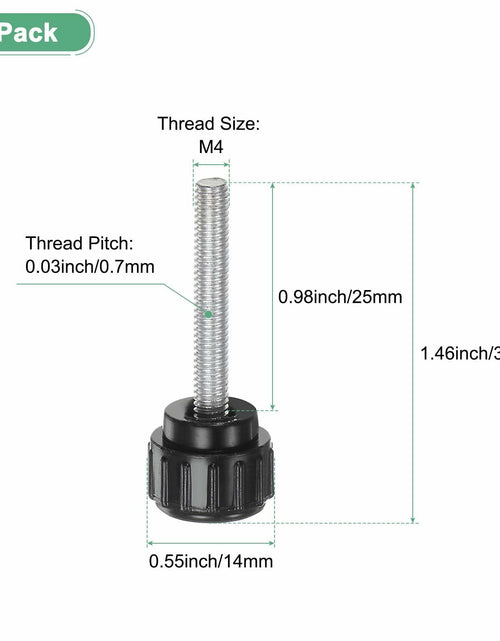 Load image into Gallery viewer, M METERXITY 6-Pack M4x25mm Knurled Clamping Knobs Carbon Steel Black
