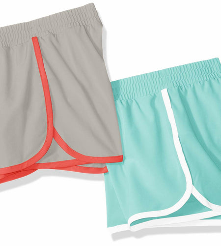 Amazon Essentials Girls Active Running Shorts 2 Pack Aqua Blue/Grey Size XL