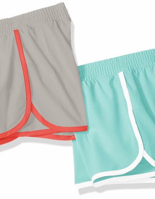 Load image into Gallery viewer, Amazon Essentials Girls Active Running Shorts 2 Pack Aqua Blue/Grey Size XL

