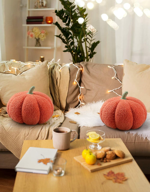 Load image into Gallery viewer, Queekay 2 Pcs Pumpkin Pillow Plush 11x9.5 Inch Orange Fall Decor
