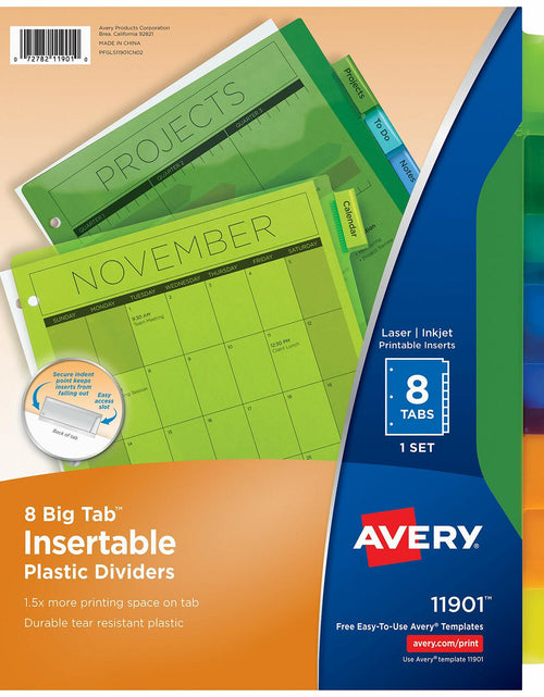 Load image into Gallery viewer, Worksaver Big Tab Dividers Set of 3 Plastic Insertable 5-Tab

