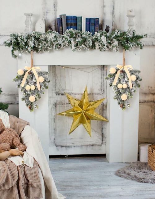 Load image into Gallery viewer, Super Holiday 2PCS Beige Velvet Bow Ball Christmas Decorations Flocked
