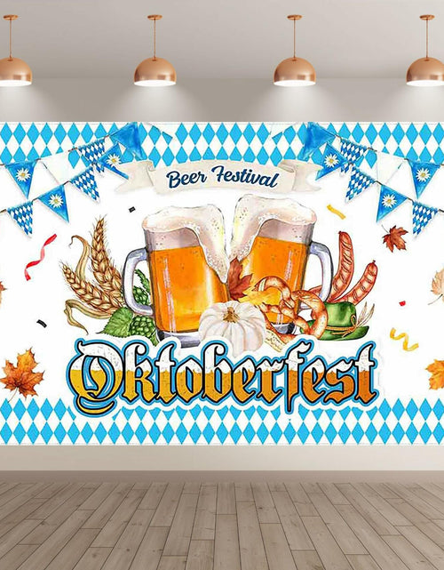 Load image into Gallery viewer, ZTHMOE Oktoberfest Photography Backdrop 72x43inch Blue White Bavarian
