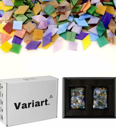 VARIART Mosaic Glass Tiles Large Petal Rainbow 120 Pcs 1.1 lbs