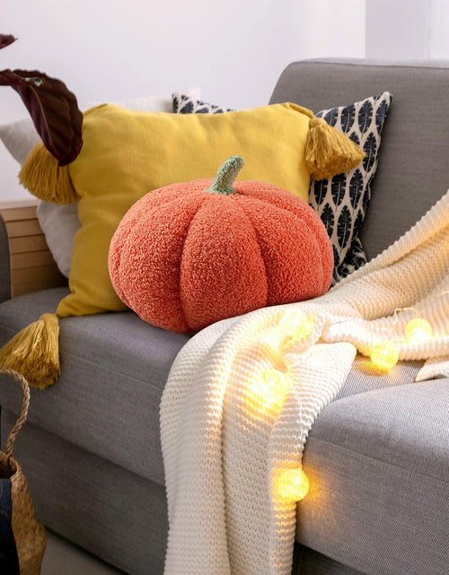 Load image into Gallery viewer, Queekay 2 Pcs Pumpkin Pillow Plush 11x9.5 Inch Orange Fall Decor
