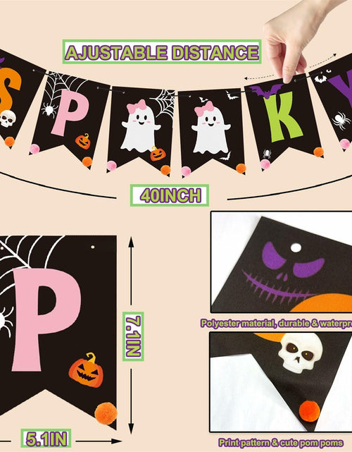Load image into Gallery viewer, Fxozru Spooky Halloween Banner Bats Sticker Pink Purple Black Orange
