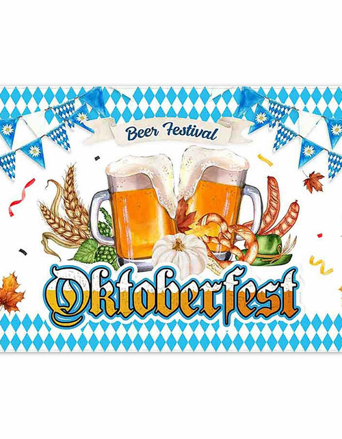 Load image into Gallery viewer, ZTHMOE Oktoberfest Photography Backdrop 72x43inch Blue White Bavarian
