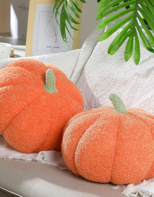 Load image into Gallery viewer, Queekay 2 Pcs Pumpkin Pillow Plush 11x9.5 Inch Orange Fall Decor
